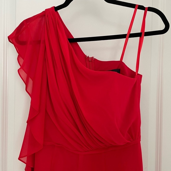 Mac Duggal Red Chiffon Ruffle Jumpsuit Size 4 Evening Formal Wedding Cocktail. 6 - Picture 2 of 10